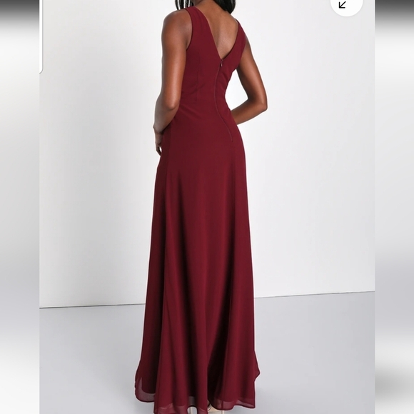 NWT Lulu's Endearing Elegance Burgundy Sleeveless Twist-Front Maxi Dress S - Picture 2 of 16